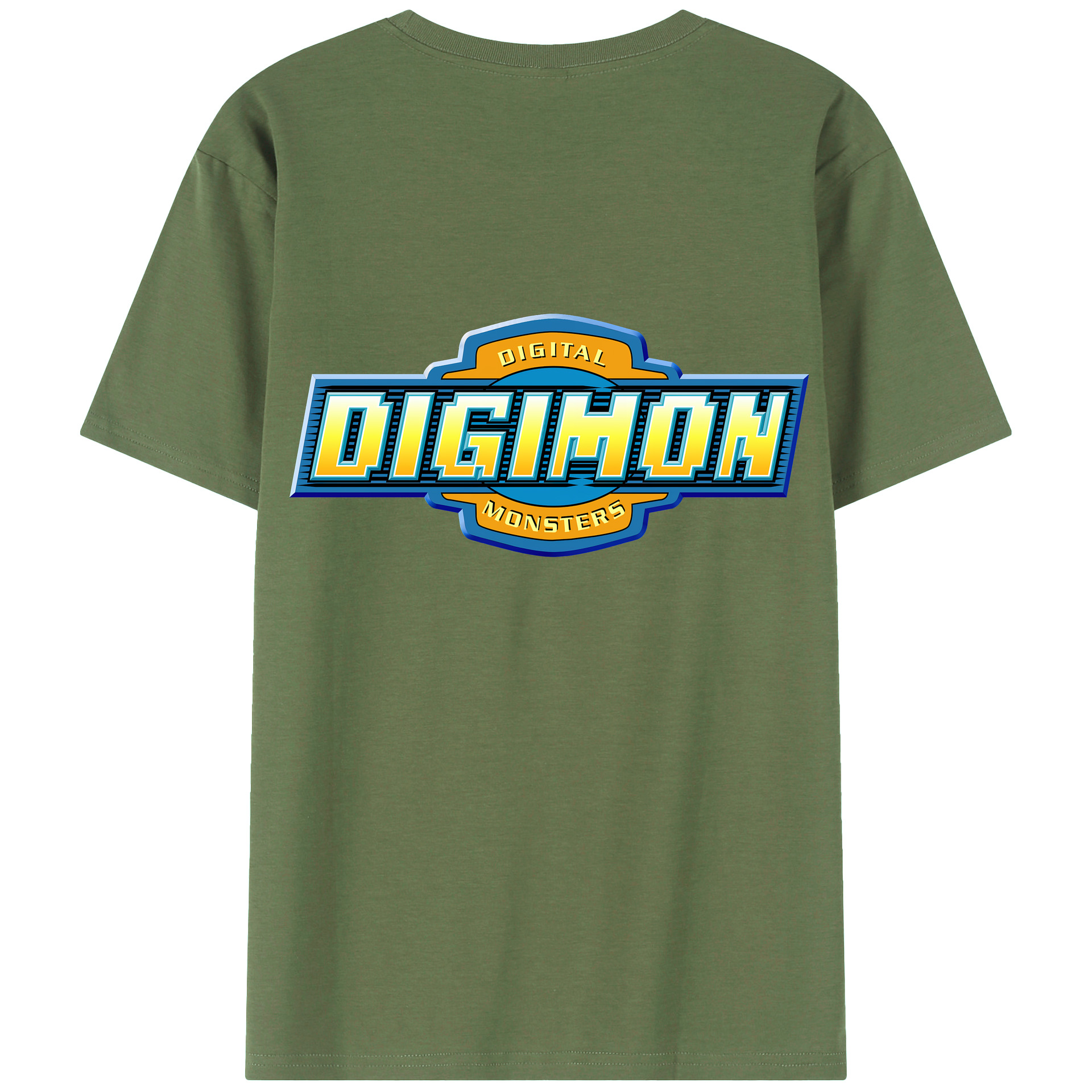 （画像用） Digimon デジタルモンスター/デジモン 綿100％ メンズ半袖Tシャツ（バックプリント） 通気性